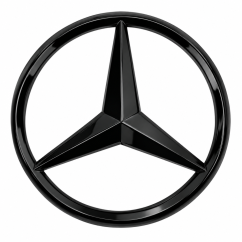 Mercedes-Benz rear emblem A2037580058 for the trunk lid, designed for Mercedes-Benz C-Class W203, C-Class Estate S203, and C-Class SportCoupé CL203 models (2000–2008).