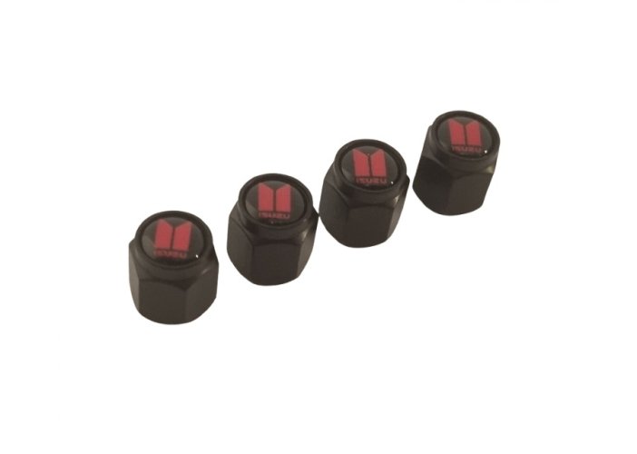 4 pcs ISUZU valve caps, black valve covers
