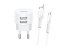 USAMS US-T20 2-i-1-sats Kompakt, rund reseladdare 2.1A + USB Type-C-kabel 100 cm Vit