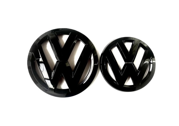 VW TOUAREG (2016-2018) badge voor en achter, logo (16 cm en 13 cm) - glanzend zwart