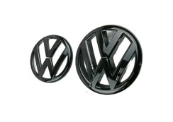 VW SCIROCCO (2009-2014) Emblème avant et arrière, logo (11,2cm et 9,2 cm) -noir brillant