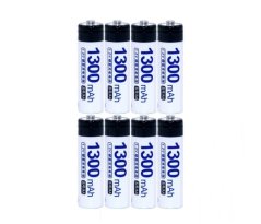 8 pcs DOUBLEPOW powerful rechargeable batteries AA 1300 mAh 1.2V Ni-Mh, 1500x charge