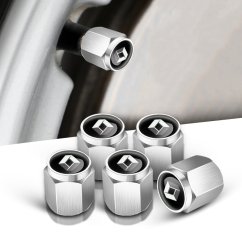 4 pcs RENAULT valve caps, valve covers silver/chrome