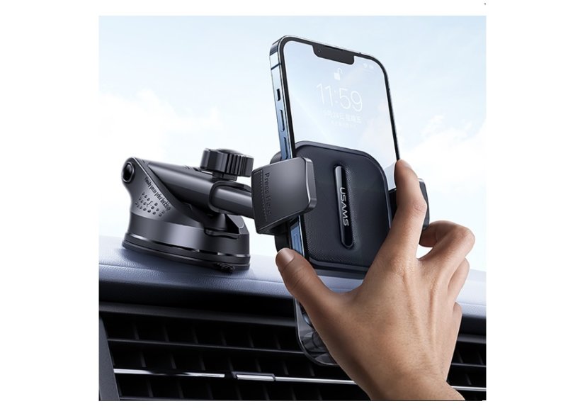 USAMS US-ZJ072 Car Center Console Retractable Transparent Bracket Black