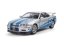 Nissan GTR R34 Skyline speelgoed metalen model verlichting op batterijen geluid 1:24 Zilver