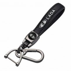 LADA key fob, keychain black leather