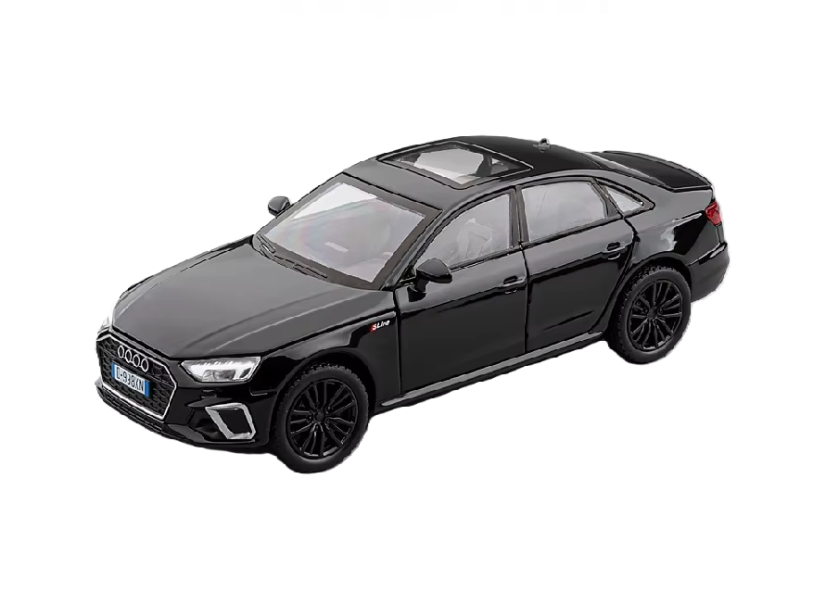 Audi A4 speelgoed metalen model verlichting op batterijen geluid 1:32 Zwart