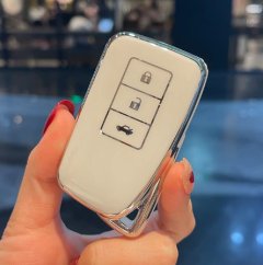 LUXURY key cover for LEXUS cars white glossy/Chrome