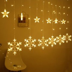LUMA LED 138 LED light chain, hinge snowflakes and little stars 2,5m - cable 1.5m, warm white