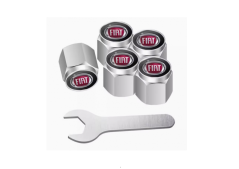 4 pcs FIAT valve caps, valve covers silver/chrome