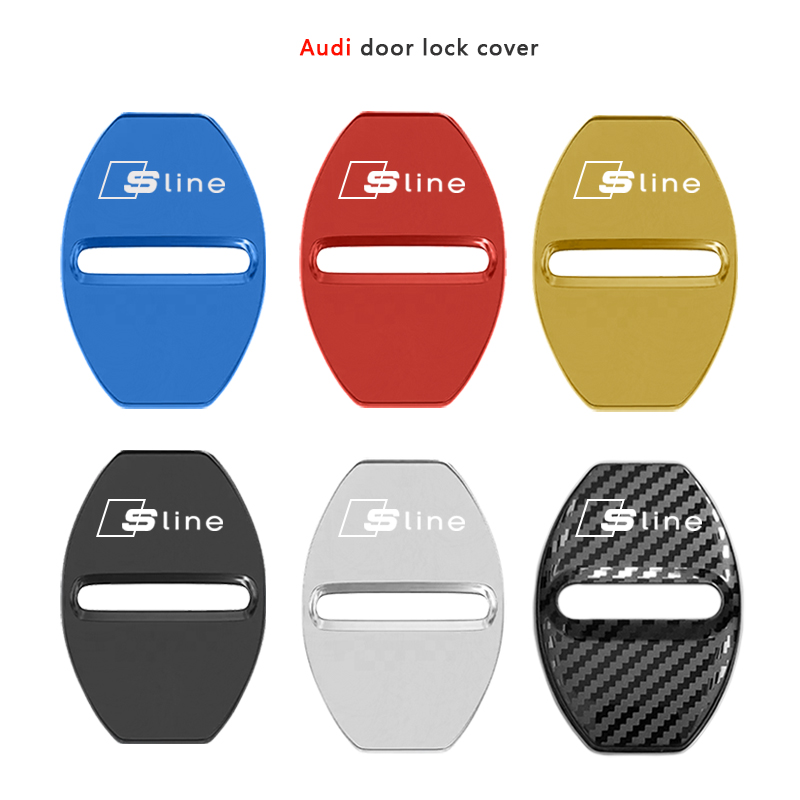 4 pcs AUDI S LINE Protective cover for the door latch- black glossy