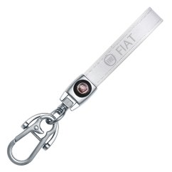 FIAT key fob, keychain white leather
