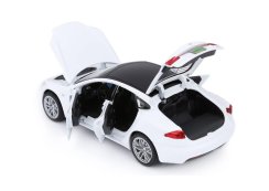 Tesla modell S leksak metall modell batteridrivna lampor ljud 1:32 vit