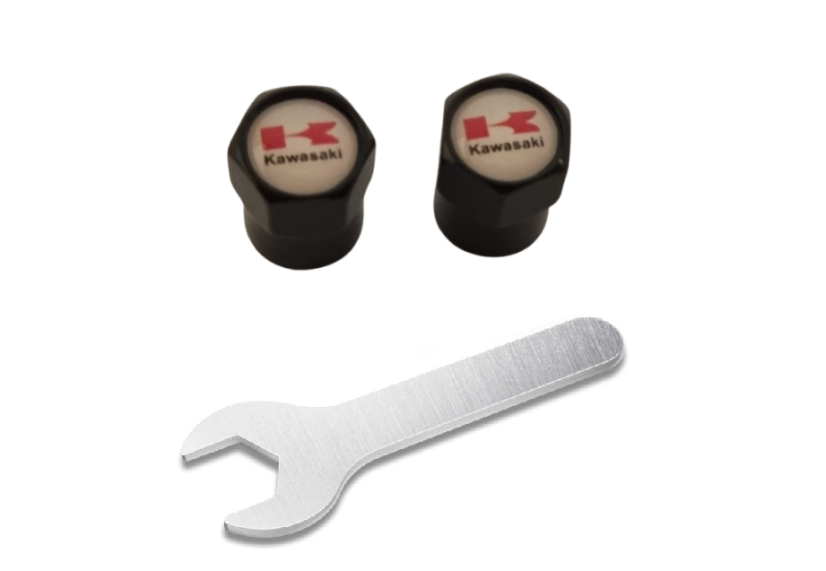 2 pcs KAWASAKI valve caps, black valve covers