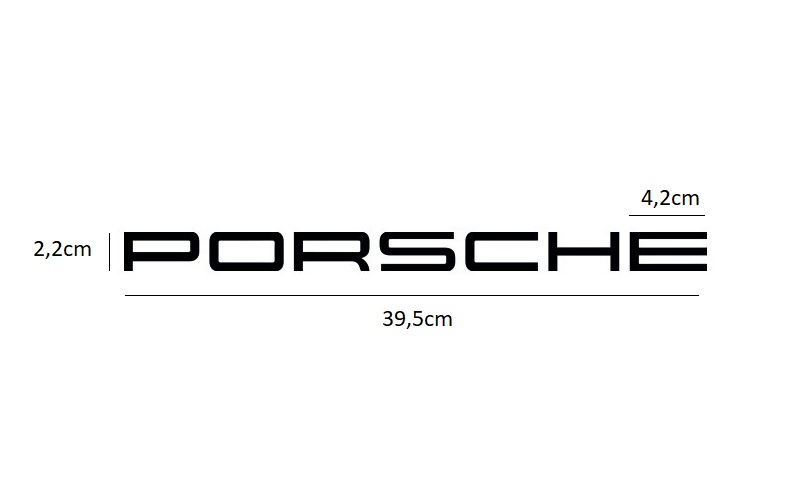 PORSCHE sign with template - black glossy (39.5x2.2cm)