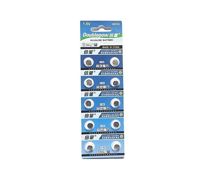 10x DOUBLEPOW AG1 LR621 1.5V alkaline batteries