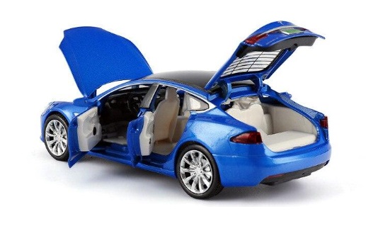 Tesla model S toy metal model battery lights sound 1:32 Blue