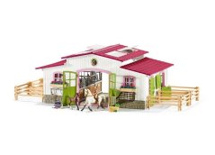 SCHLEICH 42344 Stal met paarden en accessoires in pastelkleuren