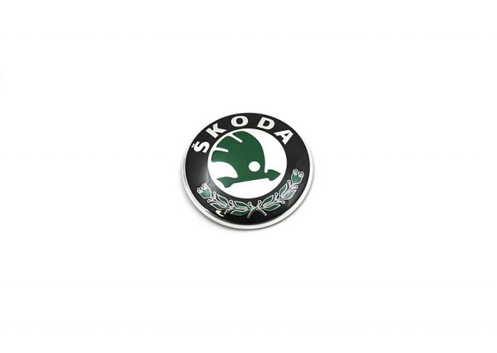 Емблема, лого на капака ШКОДА 90 мм черен зелен 3U5853621B