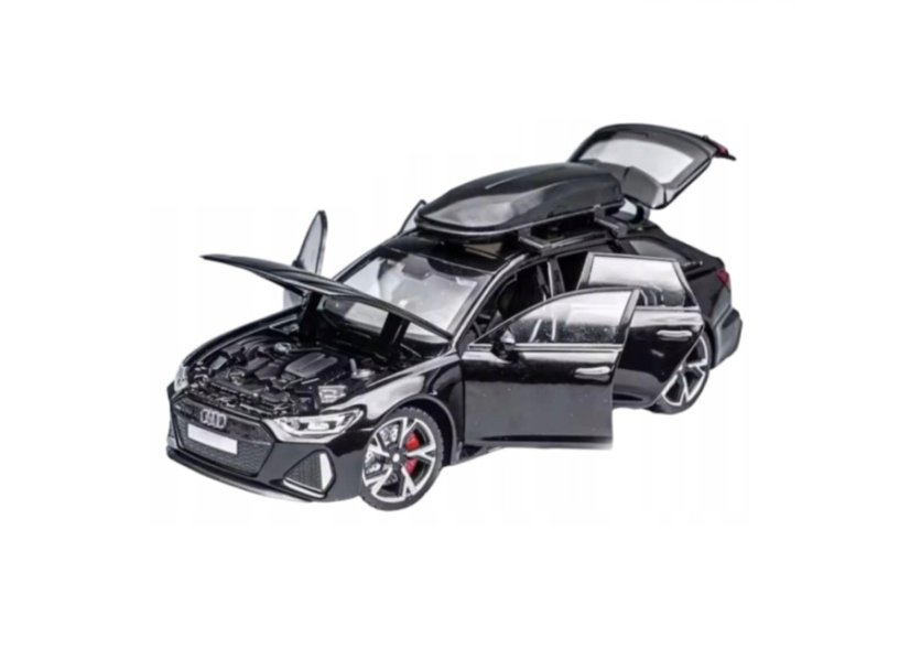 Audi RS6 metalen model speelgoedbatterijverlichting klinkt 1:24 Zwart