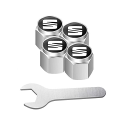 4 pcs SEAT valve caps, valve covers silver/chrome