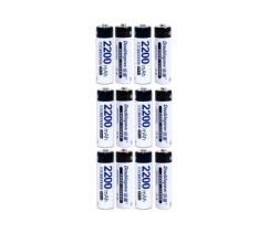 12 pcs DOUBLEPOW powerful rechargeable batteries AA 2200 mAh 1.2V Ni-Mh, 1500x charge