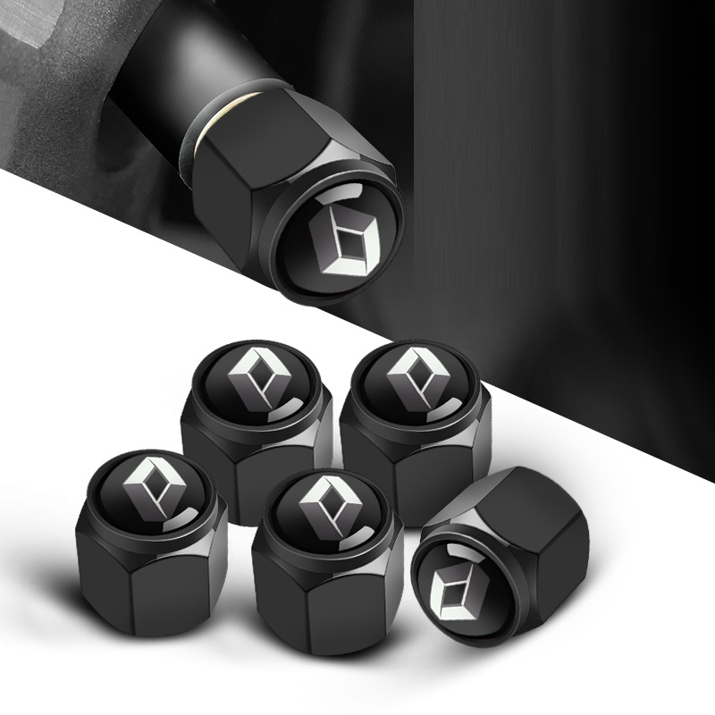 4 pcs RENAULT valve caps, black valve covers
