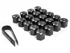 Bolt covers, for wheel bolts 17mm, set of 20 black glossy