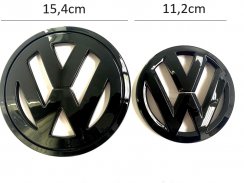 Volkswagen PASSAT CC 2008-2012 främre och bakre emblem, logotyp (15,4cm och 11,2cm) - svart blank