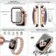 APPLE WATCH Band for Women Screen Protector Diamond Crystal Protective Case with Metal Band for iWatch Series 7/8 Rose Gold 41mm