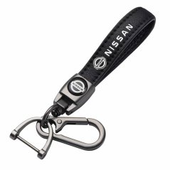 NISSAN key fob, keychain black leather