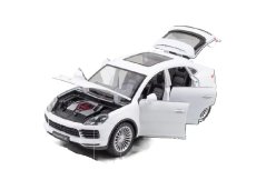 Porsche Cayenne Metallmodell Spielzeug Batterie Lichter Sound 1:24 Weiß