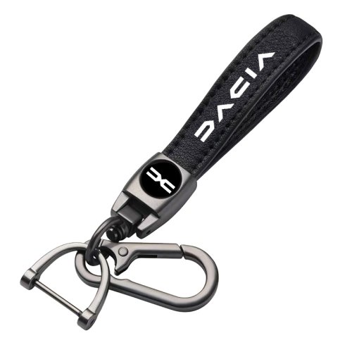 Dacia key fob, keychain black leather